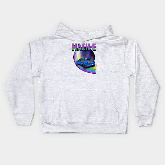 Mach-E Rides the Rainbow Galaxy in Grabber Blue Kids Hoodie by zealology